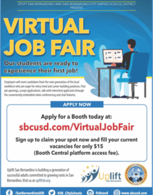 Uplift San Bernardino and SBCUSD to Host Virtual Job Fair on Thursday, Oct. 14